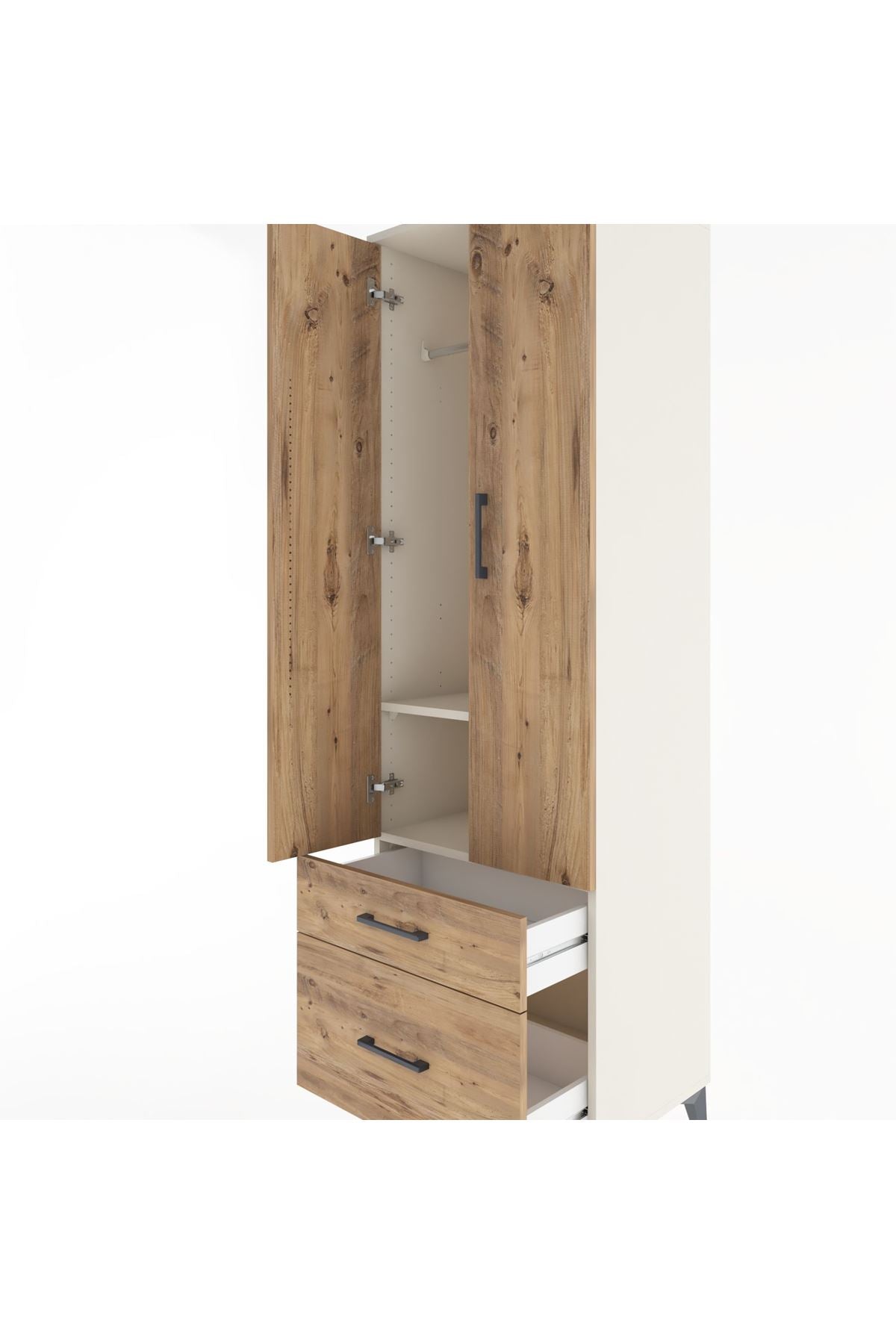 Hyperion Dolap 2 Raflı 2 Çekmeceli Tek Askılı 60x44x195 Aytaşı-Çam