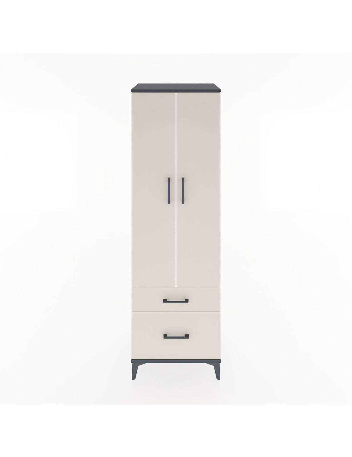 Hyperion Dolap 2 Raflı 2 Çekmeceli Tek Askılı 60x44x195 Antrasit-Aytaşı