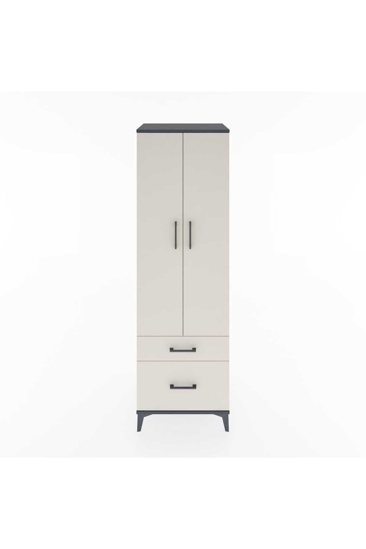 Hyperion Dolap 2 Raflı 2 Çekmeceli Tek Askılı 60x44x195 Antrasit-Aytaşı