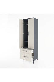 Hyperion Dolap 2 Raflı 2 Çekmeceli Tek Askılı 60x44x195 Antrasit-Aytaşı