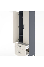 Hyperion Dolap 2 Raflı 2 Çekmeceli Tek Askılı 60x44x195 Antrasit-Aytaşı