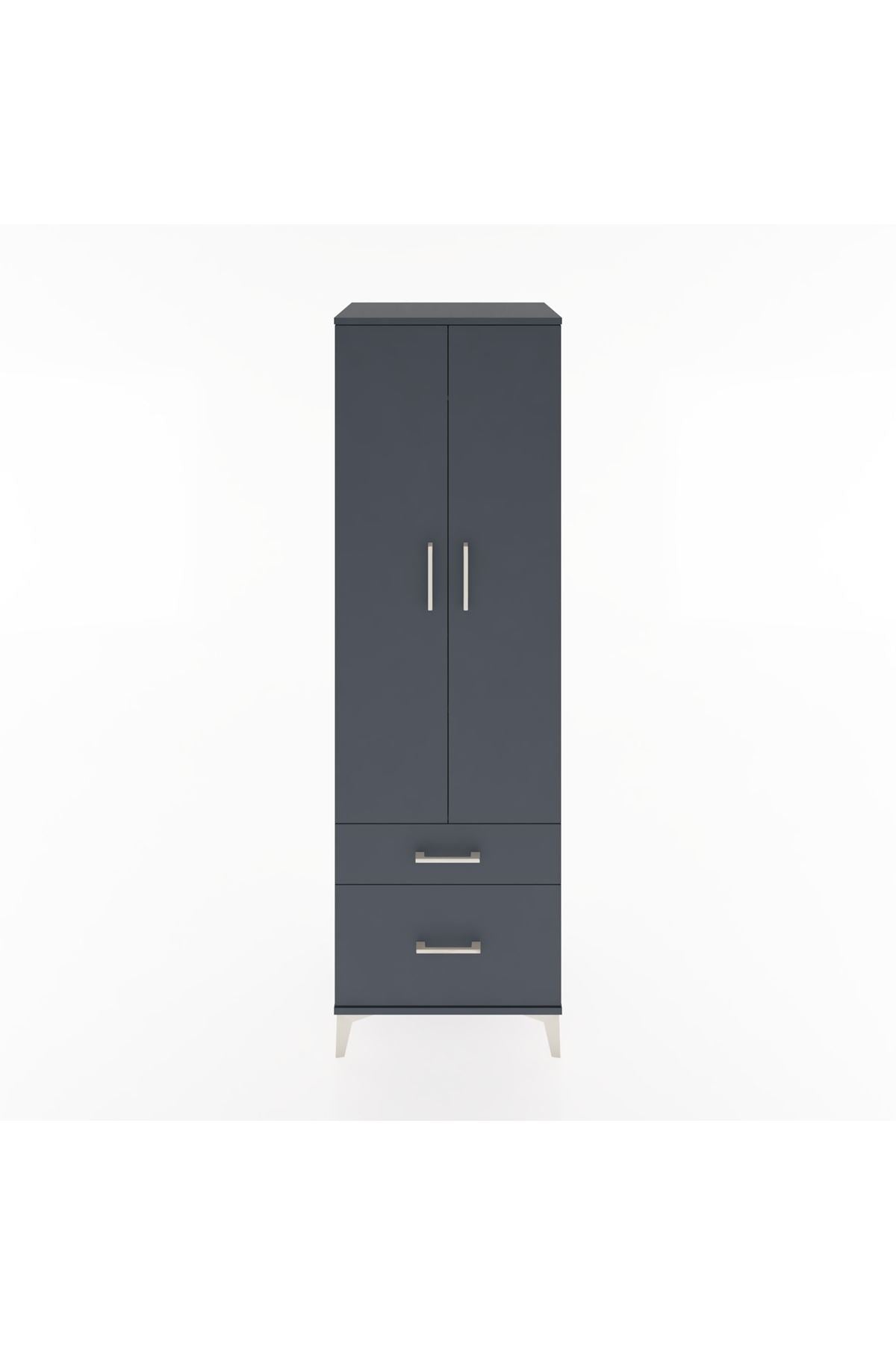 Hyperion Dolap 2 Raflı 2 Çekmeceli Tek Askılı 60x44x195 Antrasit-Antrasit