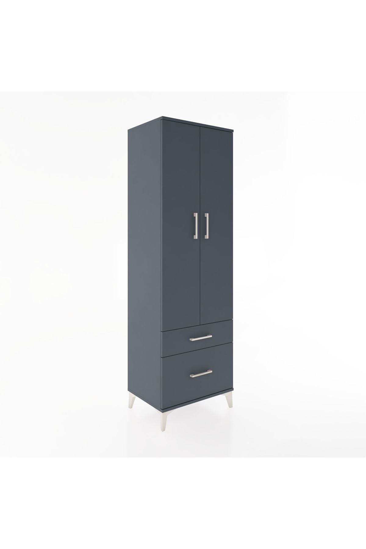 Hyperion Dolap 2 Raflı 2 Çekmeceli Tek Askılı 60x44x195 Antrasit-Antrasit