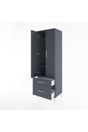 Hyperion Dolap 2 Raflı 2 Çekmeceli Tek Askılı 60x44x195 Antrasit-Antrasit
