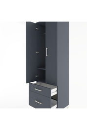 Hyperion Dolap 2 Raflı 2 Çekmeceli Tek Askılı 60x44x195 Antrasit-Antrasit