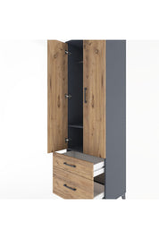 Hyperion Dolap 2 Raflı 2 Çekmeceli Tek Askılı 60x44x195 Antrasit-Çam