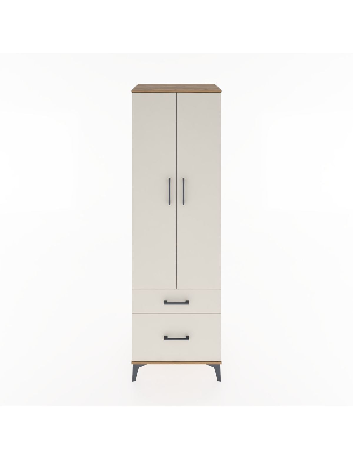 Hyperion Dolap 2 Raflı 2 Çekmeceli Tek Askılı 60x44x195 Çam-Aytaşı