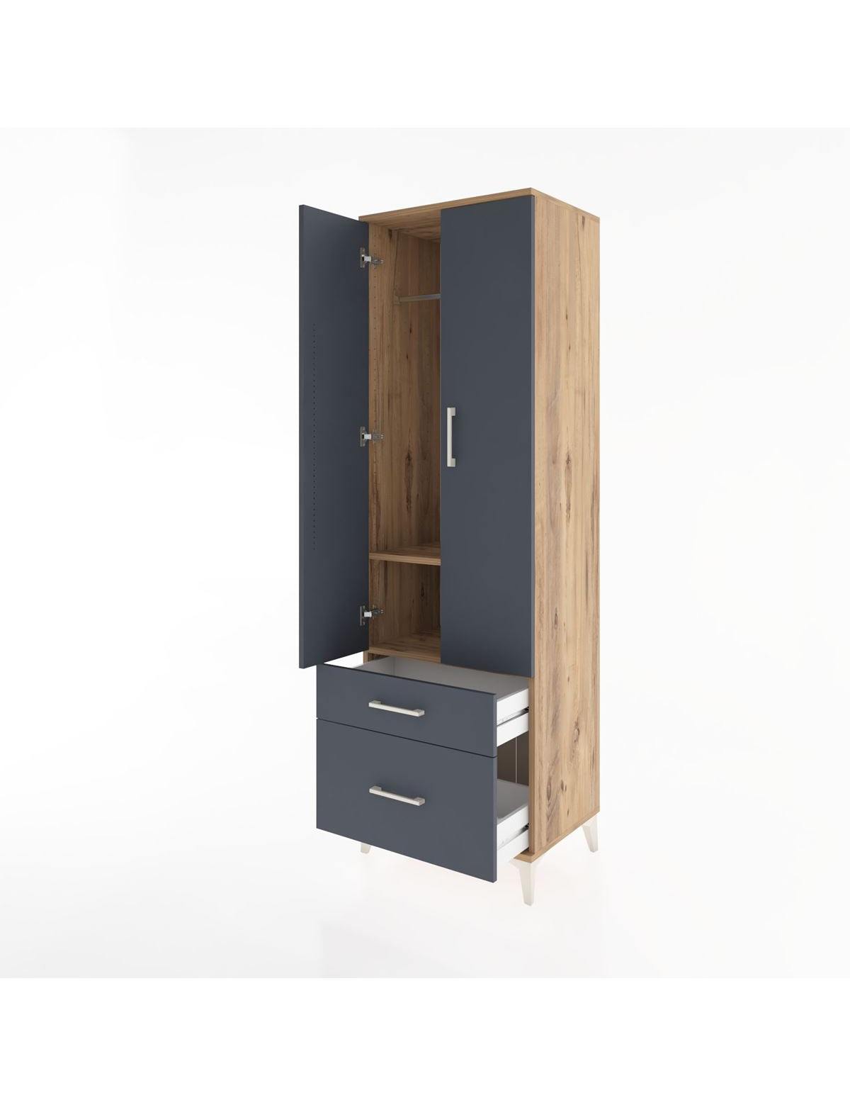 Hyperion Dolap 2 Raflı 2 Çekmeceli Tek Askılı 60x44x195 - S59M013V8B
