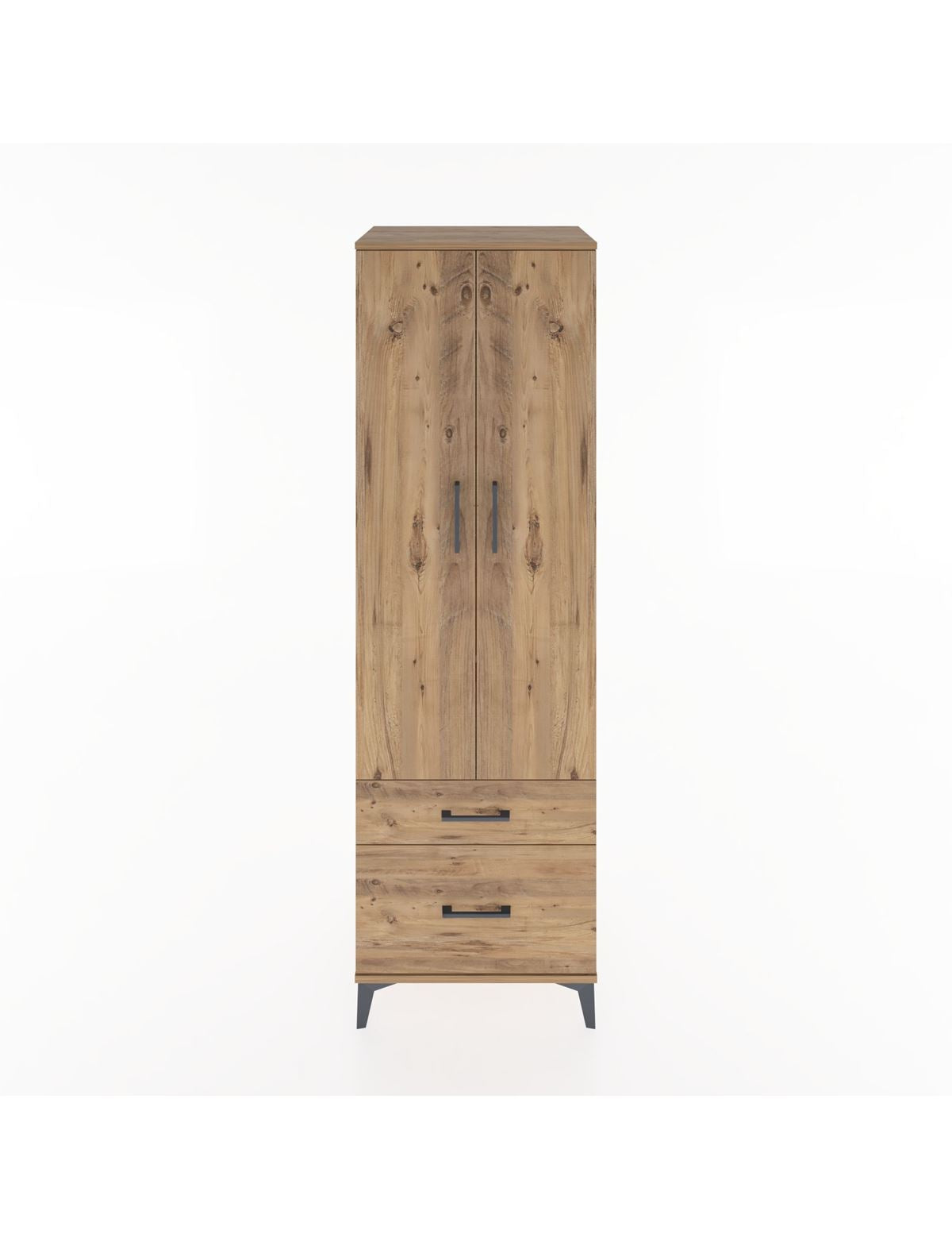 Hyperion Dolap 2 Raflı 2 Çekmeceli Tek Askılı 60x44x195 Çam-Çam