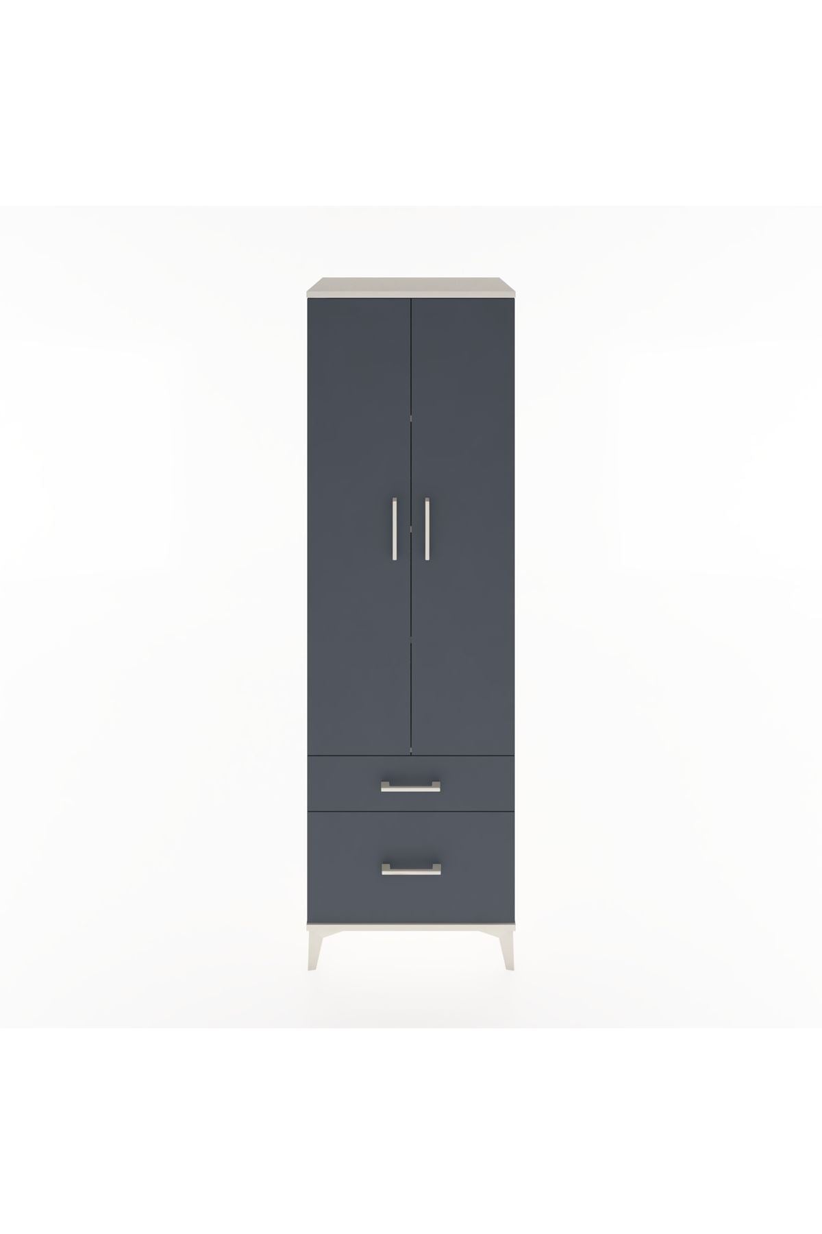 Hyperion Dolap 4 Raflı 2 Çekmeceli 2 Kapaklı 60x44x195 Aytaşı-Antrasit