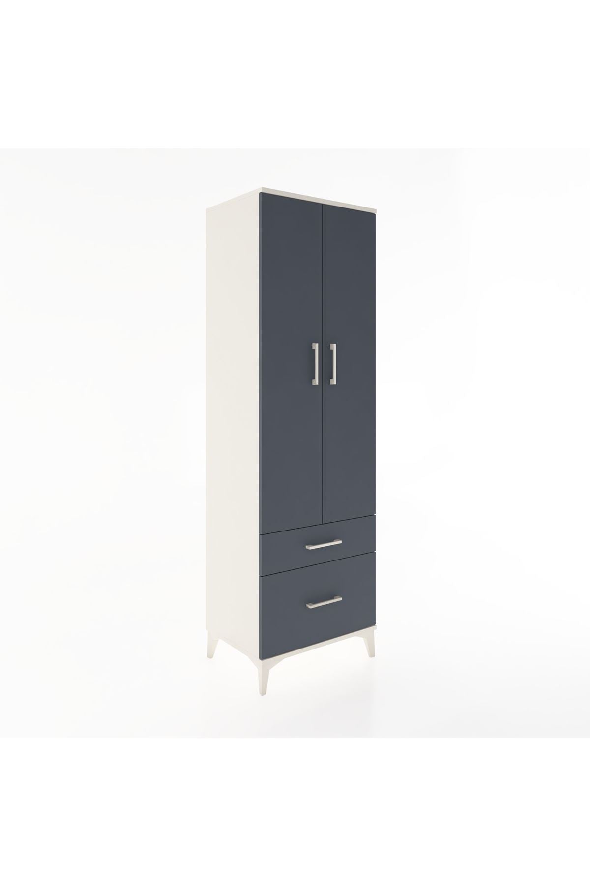 Hyperion Dolap 4 Raflı 2 Çekmeceli 2 Kapaklı 60x44x195 Aytaşı-Antrasit