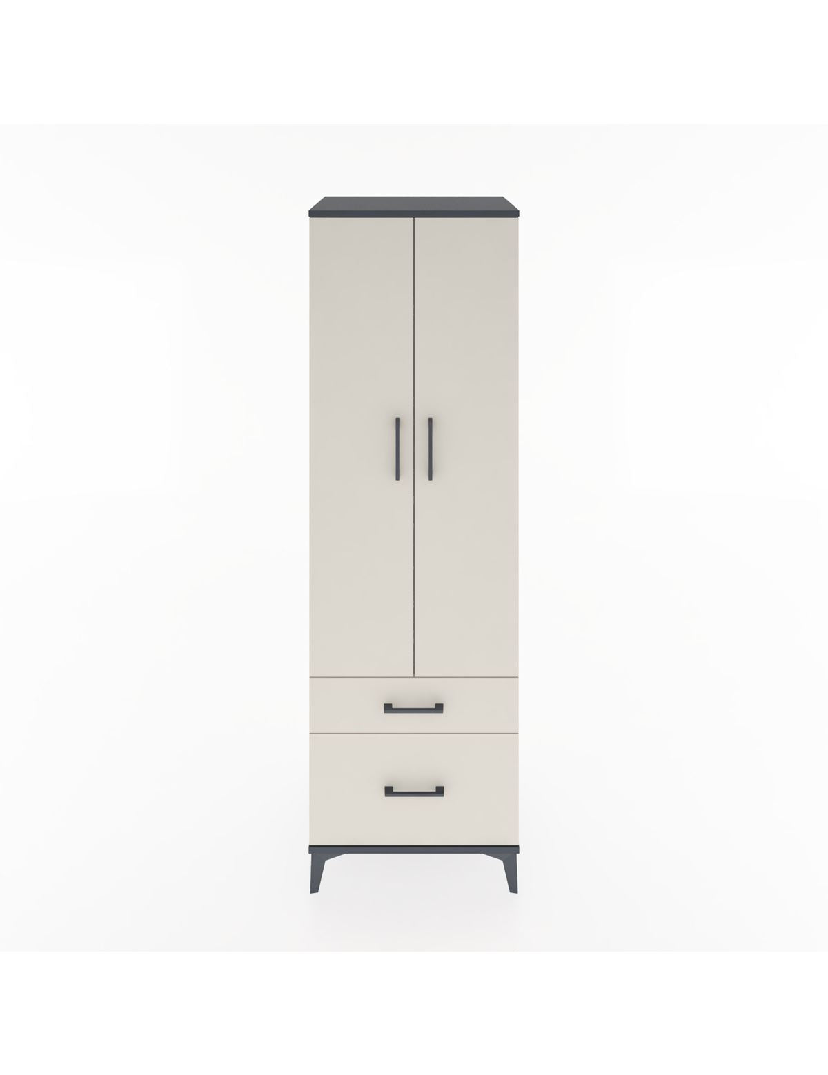 Hyperion Dolap 4 Raflı 2 Çekmeceli 2 Kapaklı 60x44x195 Antrasit-Aytaşı