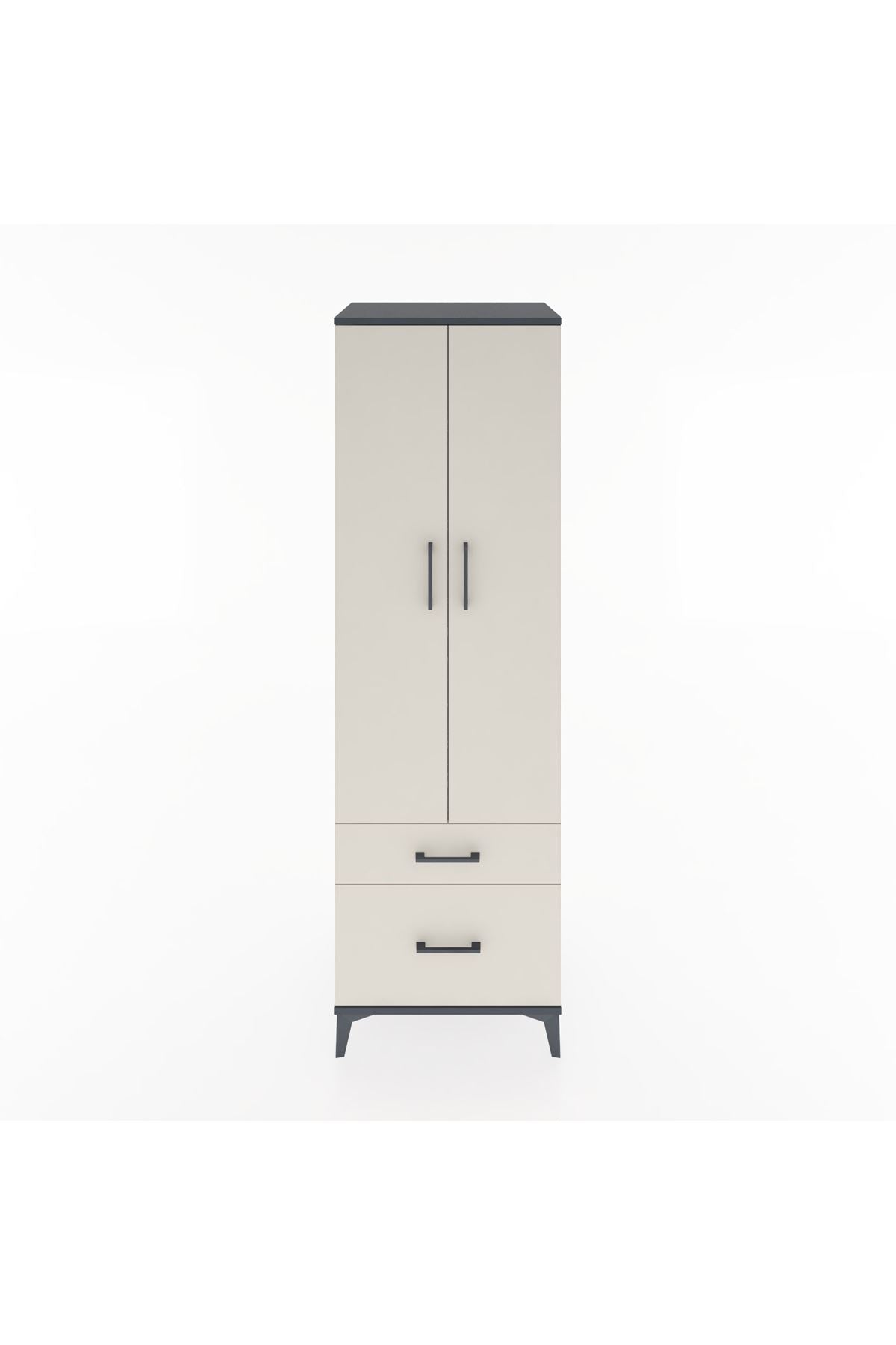 Hyperion Dolap 4 Raflı 2 Çekmeceli 2 Kapaklı 60x44x195 Antrasit-Aytaşı