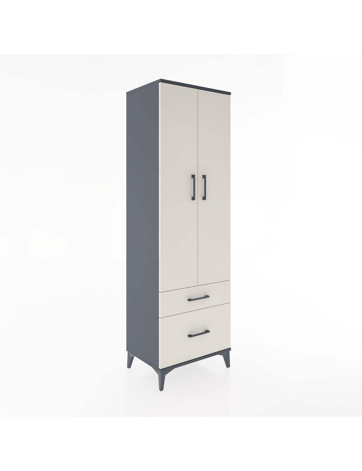 Hyperion Dolap 4 Raflı 2 Çekmeceli 2 Kapaklı 60x44x195 Antrasit-Aytaşı