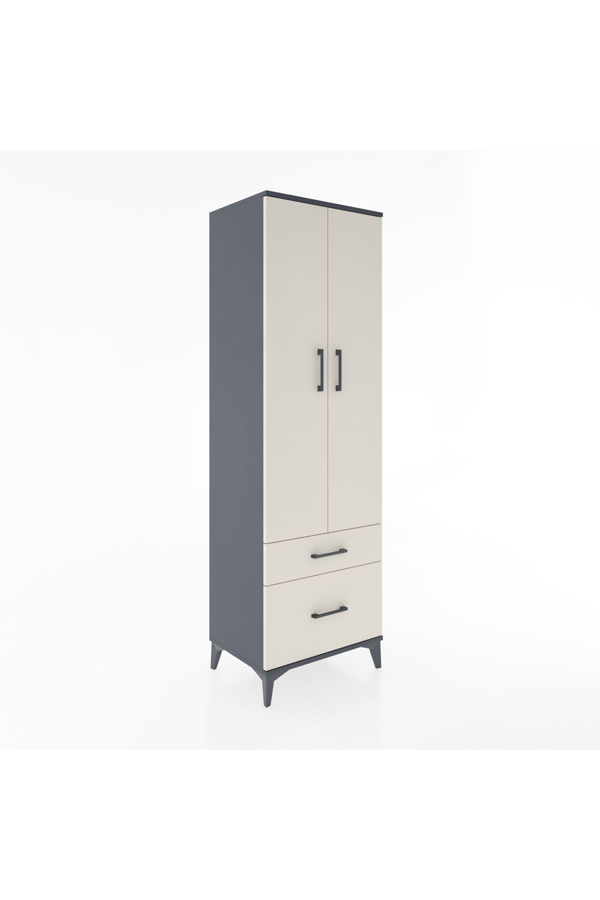 Hyperion Dolap 4 Raflı 2 Çekmeceli 2 Kapaklı 60x44x195 Antrasit-Aytaşı