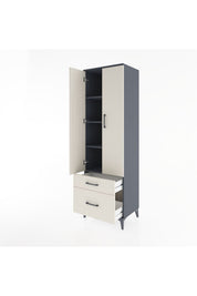 Hyperion Dolap 4 Raflı 2 Çekmeceli 2 Kapaklı 60x44x195 Antrasit-Aytaşı