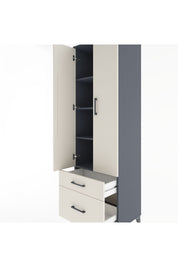Hyperion Dolap 4 Raflı 2 Çekmeceli 2 Kapaklı 60x44x195 Antrasit-Aytaşı