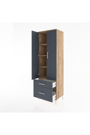 Hyperion Dolap 4 Raflı 2 Çekmeceli 2 Kapaklı 60x44x195 Çam-Antrasit