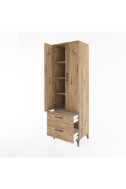 Hyperion Dolap 4 Raflı 2 Çekmeceli 2 Kapaklı 60x44x195 Çam-Çam