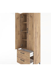 Hyperion Dolap 4 Raflı 2 Çekmeceli 2 Kapaklı 60x44x195 Çam-Çam