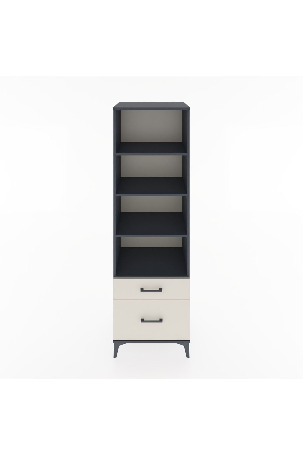 Hyperion Dolap 4 Raflı 2 Çekmeceli 60x44x195 Antrasit-Aytaşı