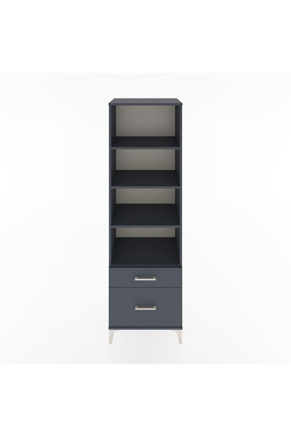 Hyperion Dolap 4 Raflı 2 Çekmeceli 60x44x195 Antrasit-Antrasit