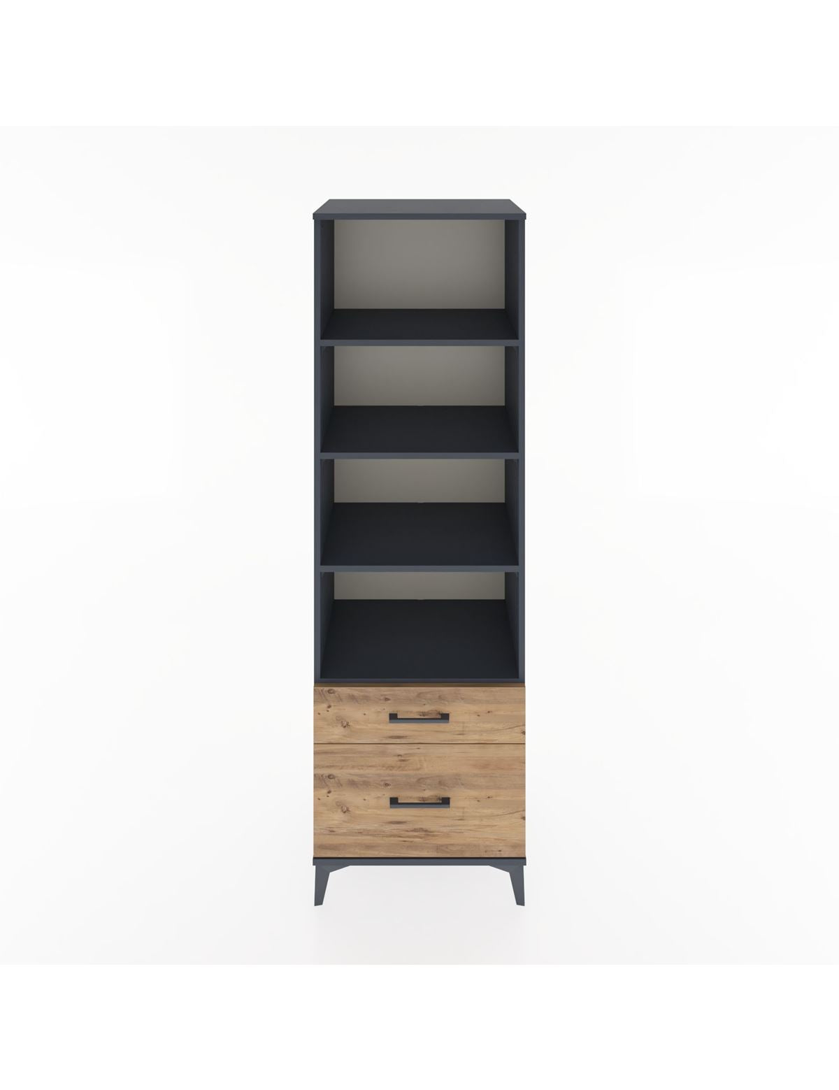 Hyperion Dolap 4 Raflı 2 Çekmeceli 60x44x195 Antrasit-Çam