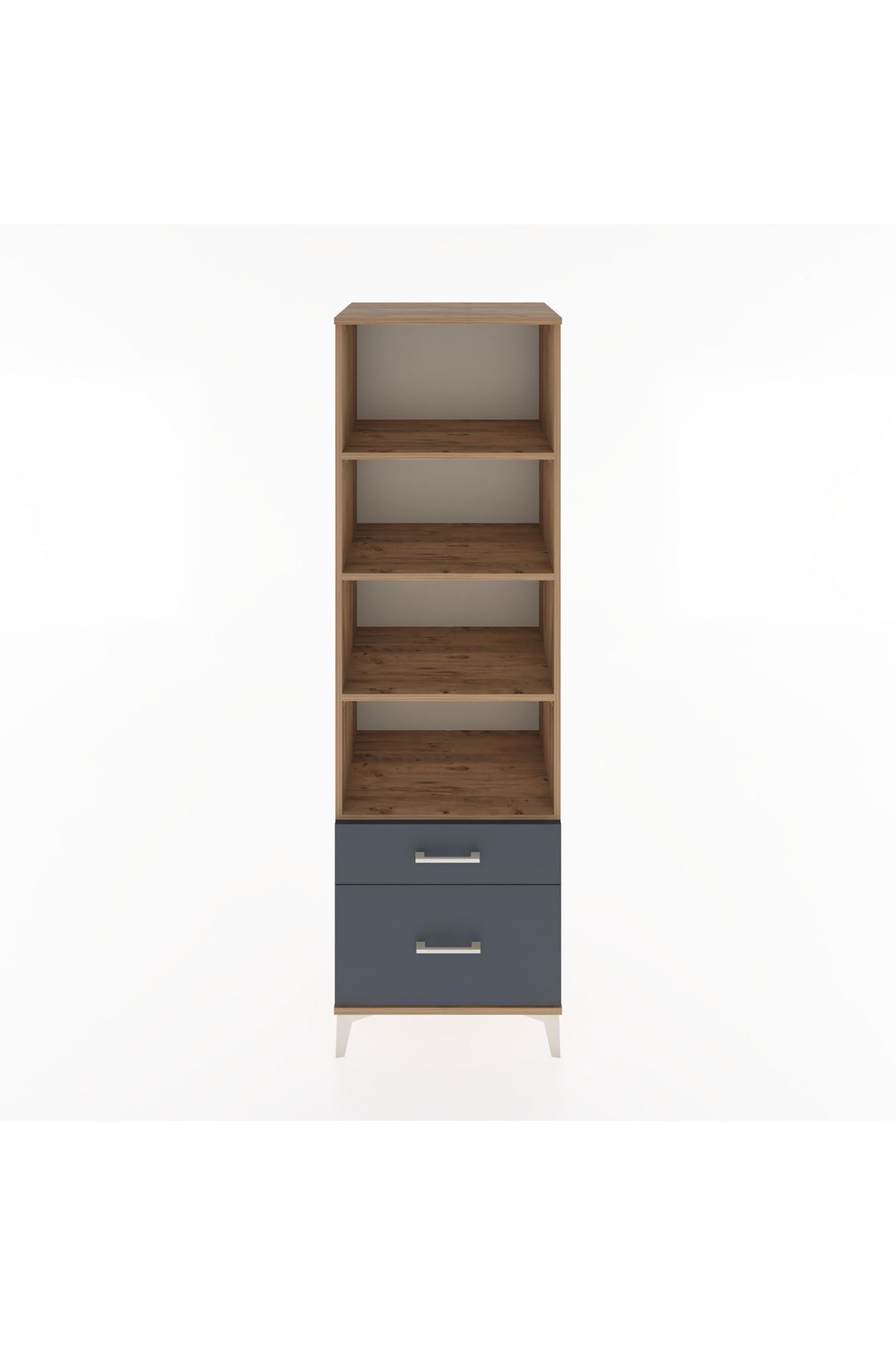 Hyperion Dolap 4 Raflı 2 Çekmeceli 60x44x195 Çam-Antrasit