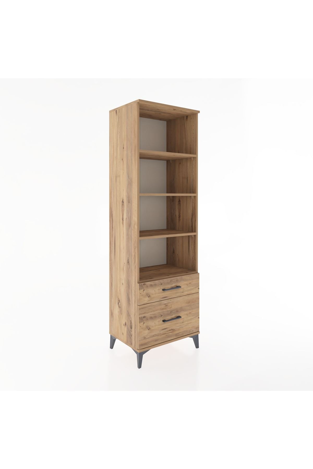 Hyperion Dolap 4 Raflı 2 Çekmeceli 60x44x195 Çam-Çam