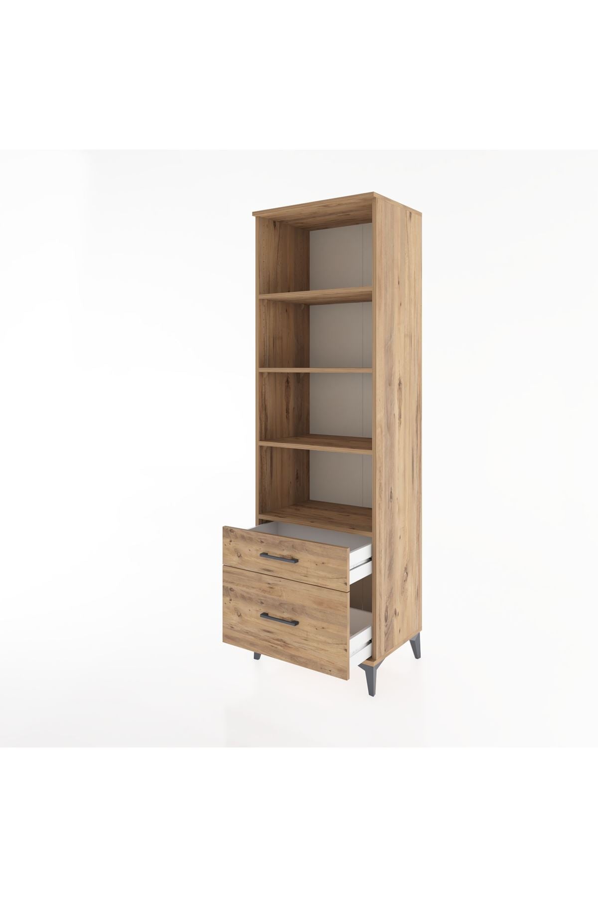 Hyperion Dolap 4 Raflı 2 Çekmeceli 60x44x195 Çam-Çam