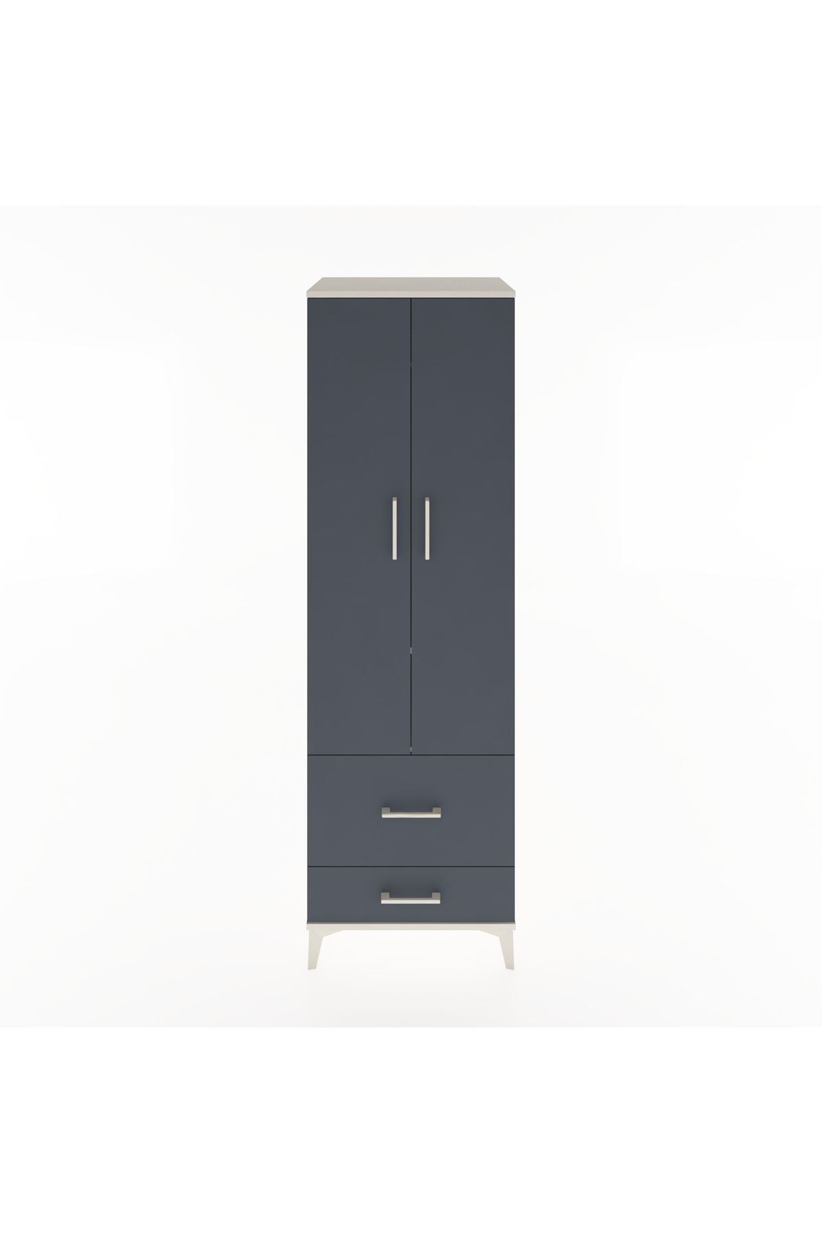 Hyperion Dolap 2 Raflı 2 Çekmeceli Tek Askılı 60x44x195 Aytaşı-Antrasit