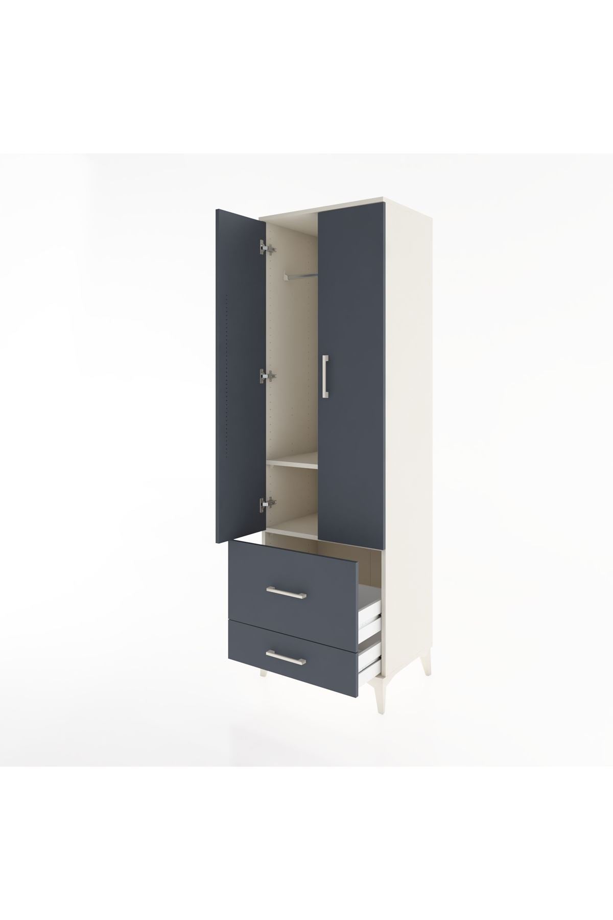 Hyperion Dolap 2 Raflı 2 Çekmeceli Tek Askılı 60x44x195 Aytaşı-Antrasit