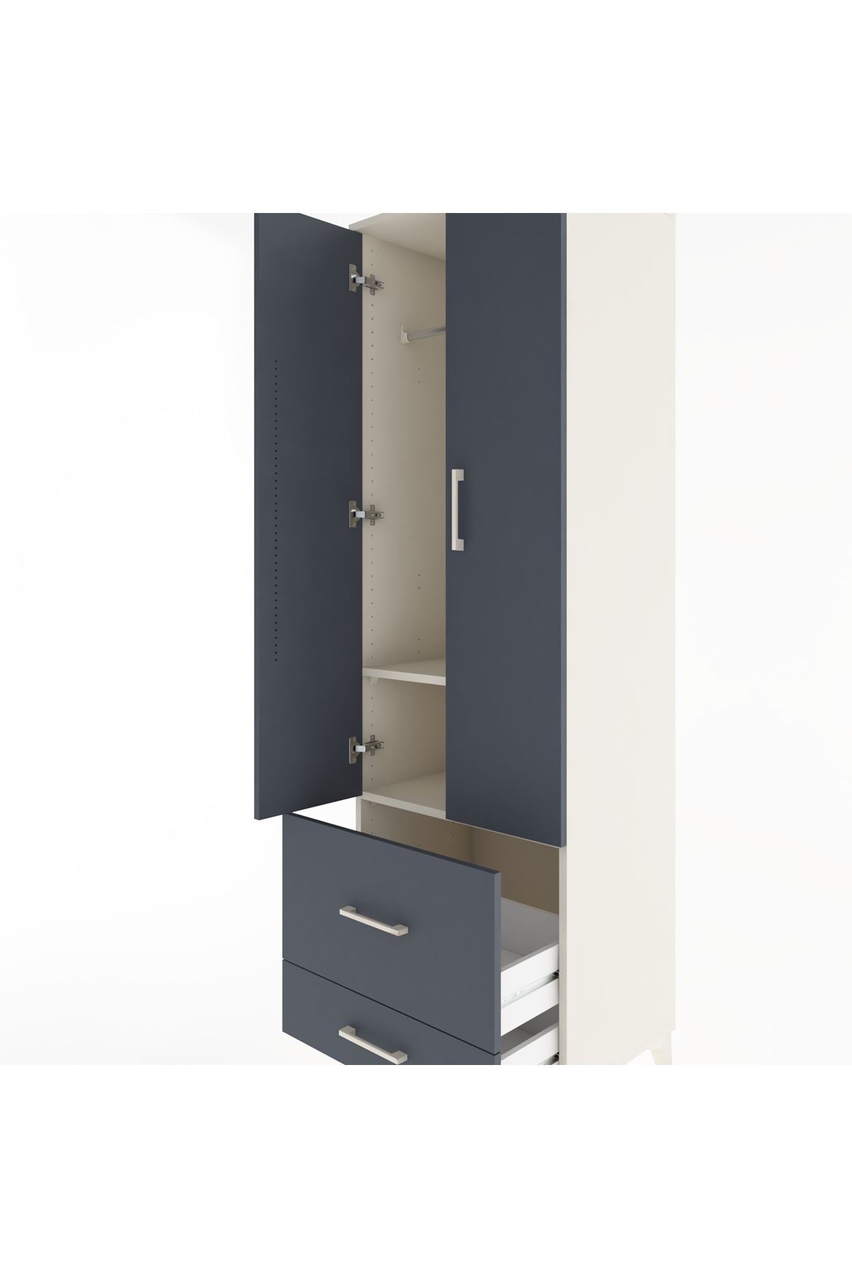 Hyperion Dolap 2 Raflı 2 Çekmeceli Tek Askılı 60x44x195 Aytaşı-Antrasit