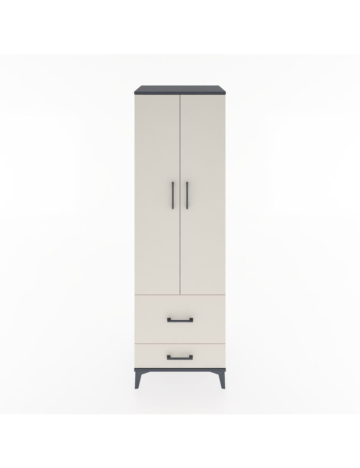 Hyperion Dolap 2 Raflı 2 Çekmeceli Tek Askılı 60x44x195 Antrasit-Aytaşı