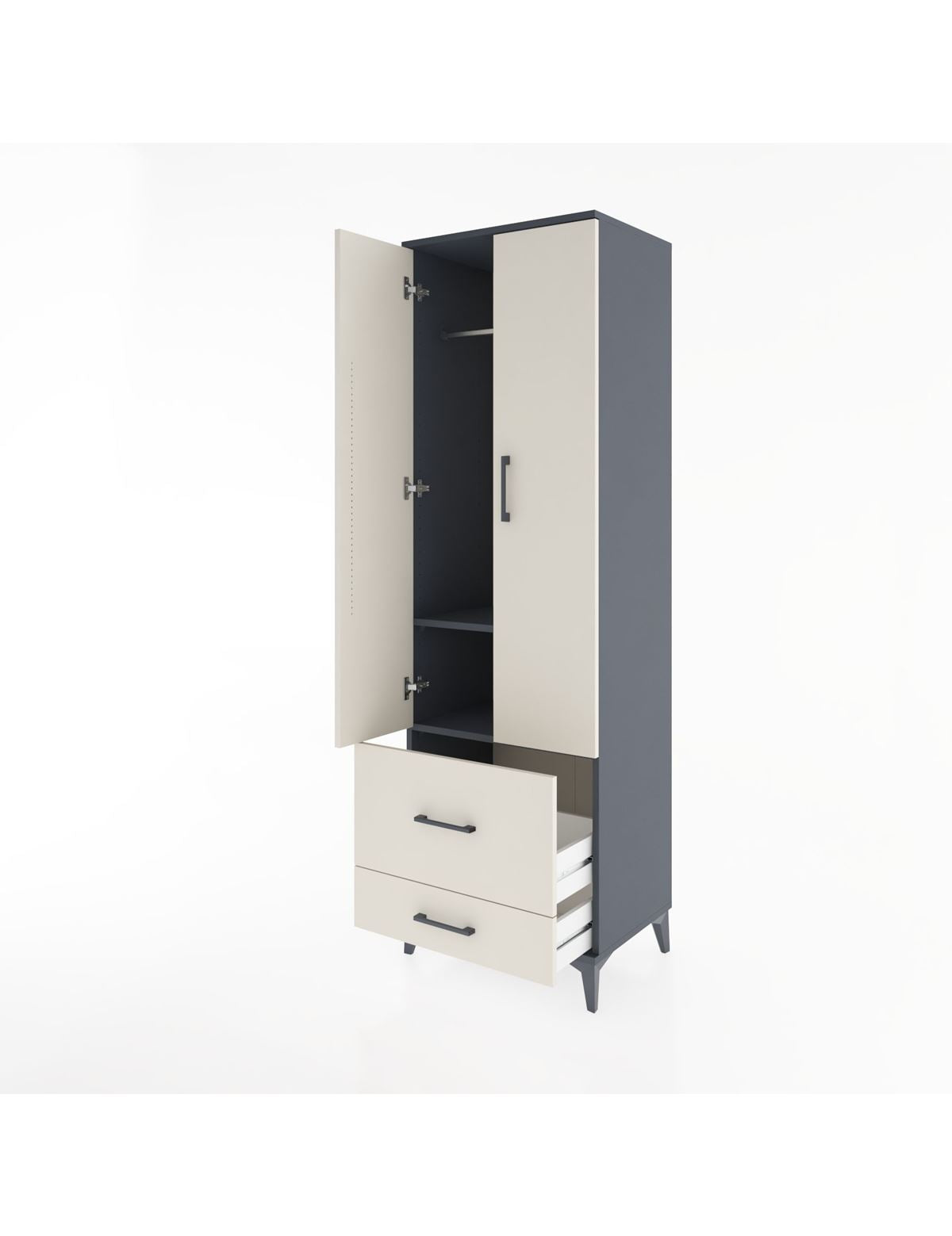 Hyperion Dolap 2 Raflı 2 Çekmeceli Tek Askılı 60x44x195 - S59M016V4B