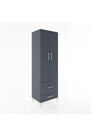 Hyperion Dolap 2 Raflı 2 Çekmeceli Tek Askılı 60x44x195 Antrasit-Antrasit