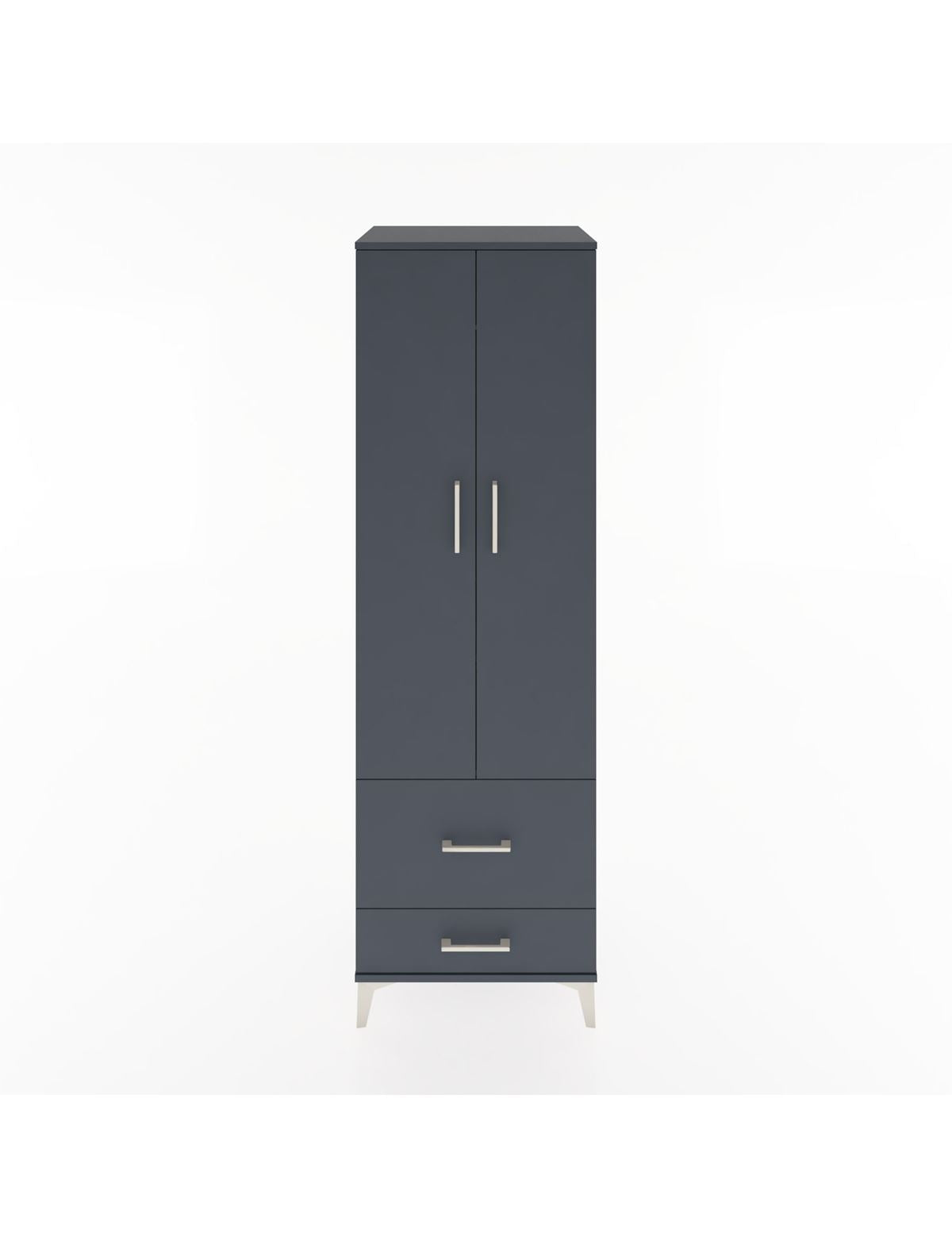 Hyperion Dolap 2 Raflı 2 Çekmeceli Tek Askılı 60x44x195 Antrasit-Antrasit