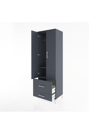 Hyperion Dolap 2 Raflı 2 Çekmeceli Tek Askılı 60x44x195 Antrasit-Antrasit