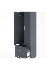 Hyperion Dolap 2 Raflı 2 Çekmeceli Tek Askılı 60x44x195 Antrasit-Antrasit