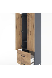 Hyperion Dolap 2 Raflı 2 Çekmeceli Tek Askılı 60x44x195 Antrasit-Çam