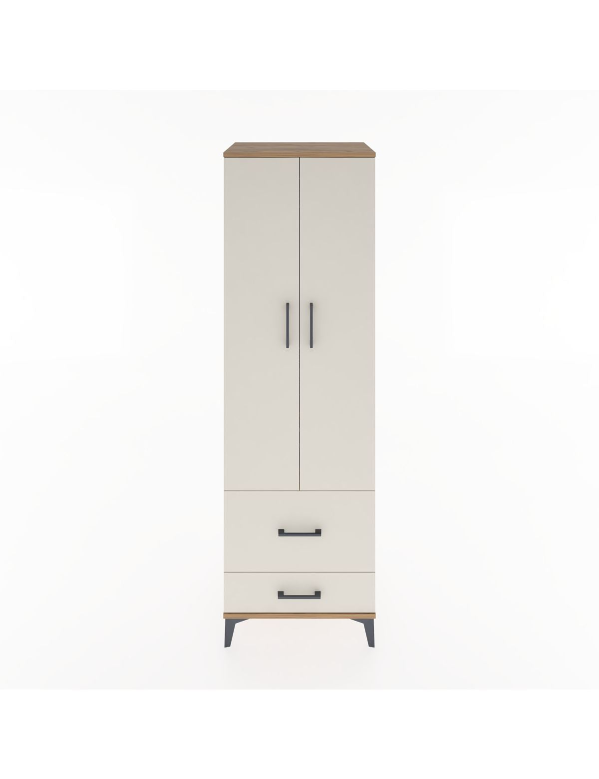 Hyperion Dolap 2 Raflı 2 Çekmeceli Tek Askılı 60x44x195 Çam-Aytaşı