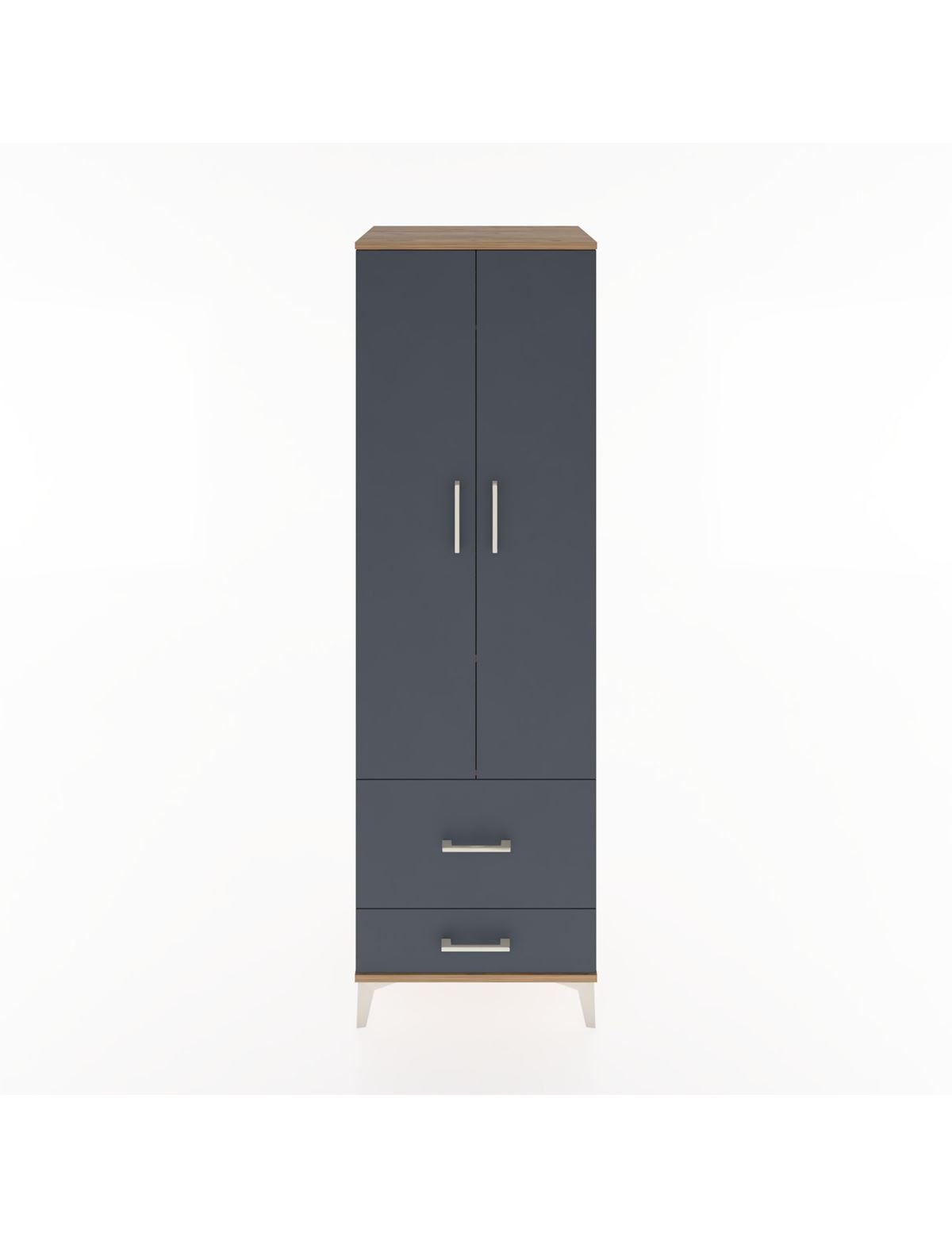 Hyperion Dolap 2 Raflı 2 Çekmeceli Tek Askılı 60x44x195 Çam-Antrasit