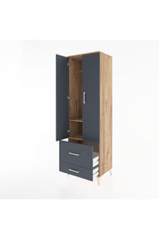 Hyperion Dolap 2 Raflı 2 Çekmeceli Tek Askılı 60x44x195 Çam-Antrasit