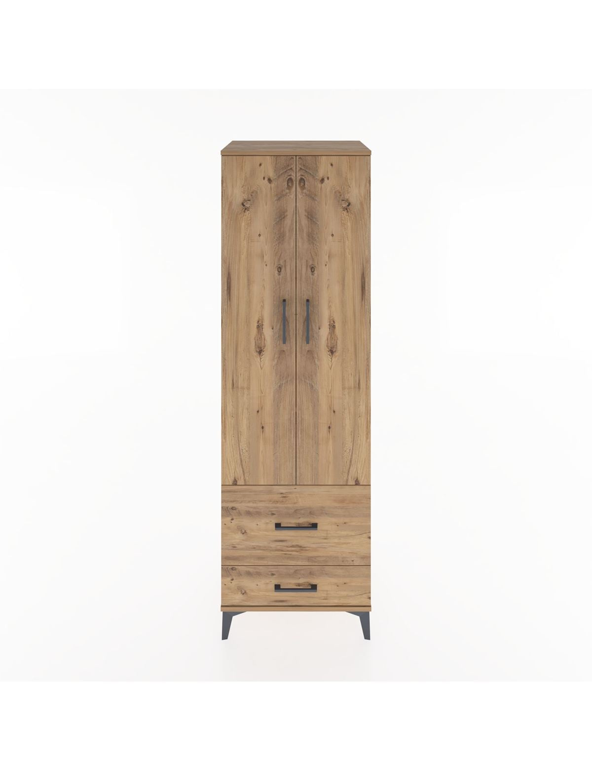 Hyperion Dolap 2 Raflı 2 Çekmeceli Tek Askılı 60x44x195 Çam-Çam