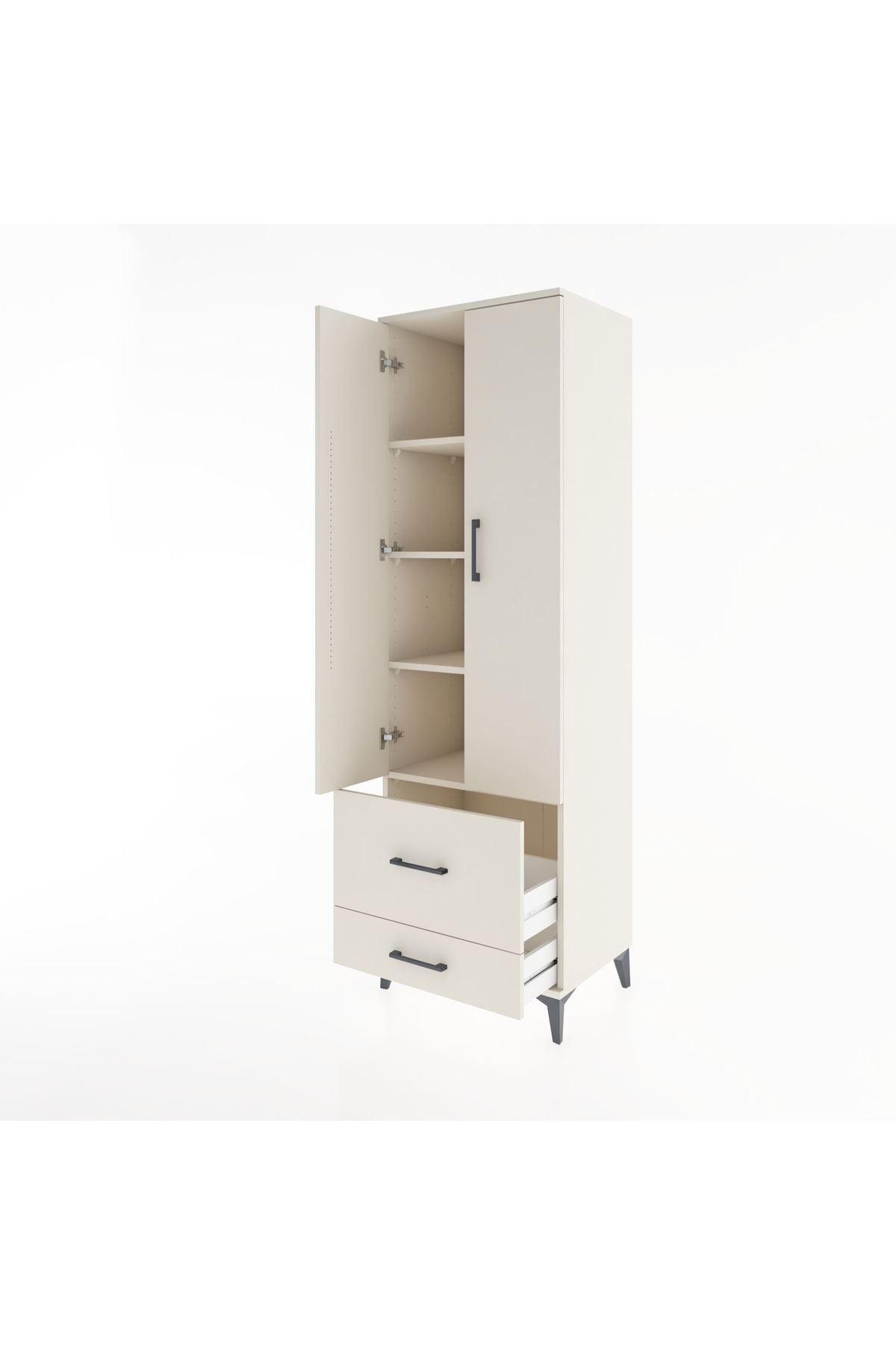 Hyperion Dolap 4 Raflı 2 Çekmeceli 2 Kapaklı 60x44x195 Aytaşı-Aytaşı
