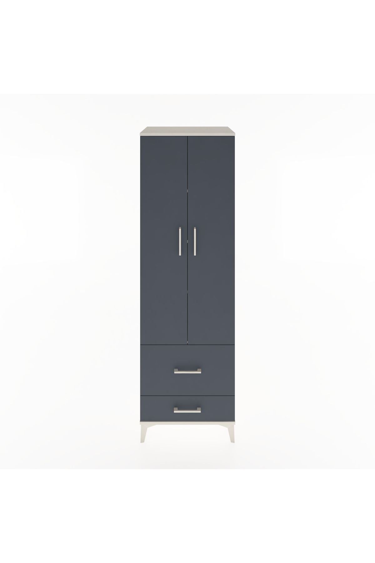 Hyperion Dolap 4 Raflı 2 Çekmeceli 2 Kapaklı 60x44x195 Aytaşı-Antrasit