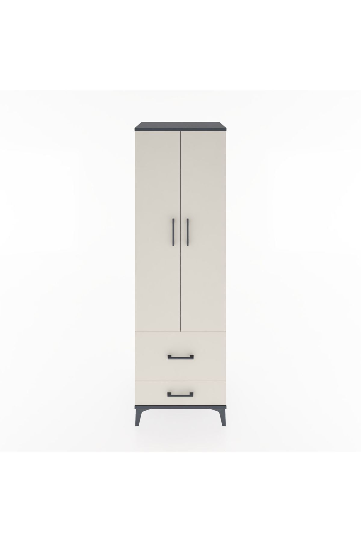 Hyperion Dolap 4 Raflı 2 Çekmeceli 2 Kapaklı 60x44x195 Antrasit-Aytaşı