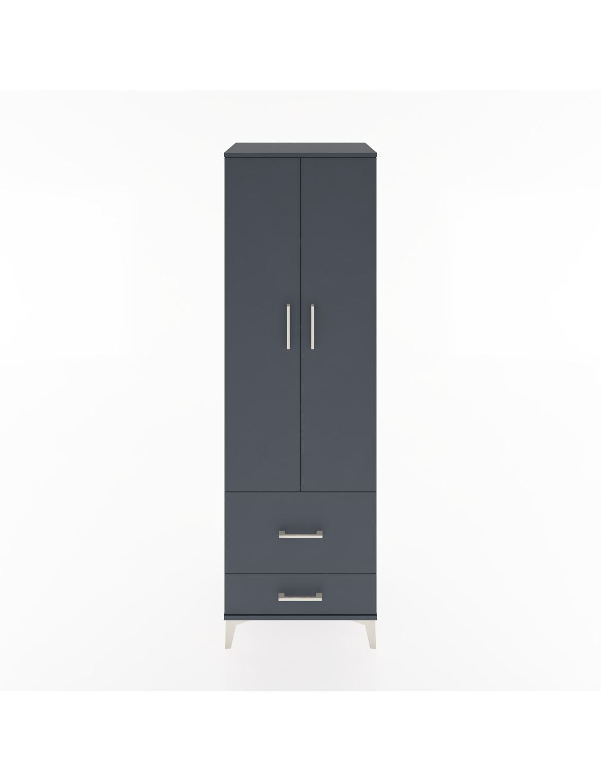 Hyperion Dolap 4 Raflı 2 Çekmeceli 2 Kapaklı 60x44x195 Antrasit-Antrasit