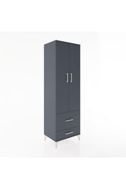 Hyperion Dolap 4 Raflı 2 Çekmeceli 2 Kapaklı 60x44x195 Antrasit-Antrasit