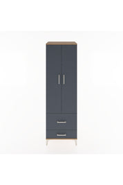 Hyperion Dolap 4 Raflı 2 Çekmeceli 2 Kapaklı 60x44x195 Çam-Antrasit